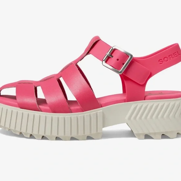 NWOT Sorel Ona Streetworks Fisherman Mid Chunky Pink and Cream Sandals - Picture 2 of 3